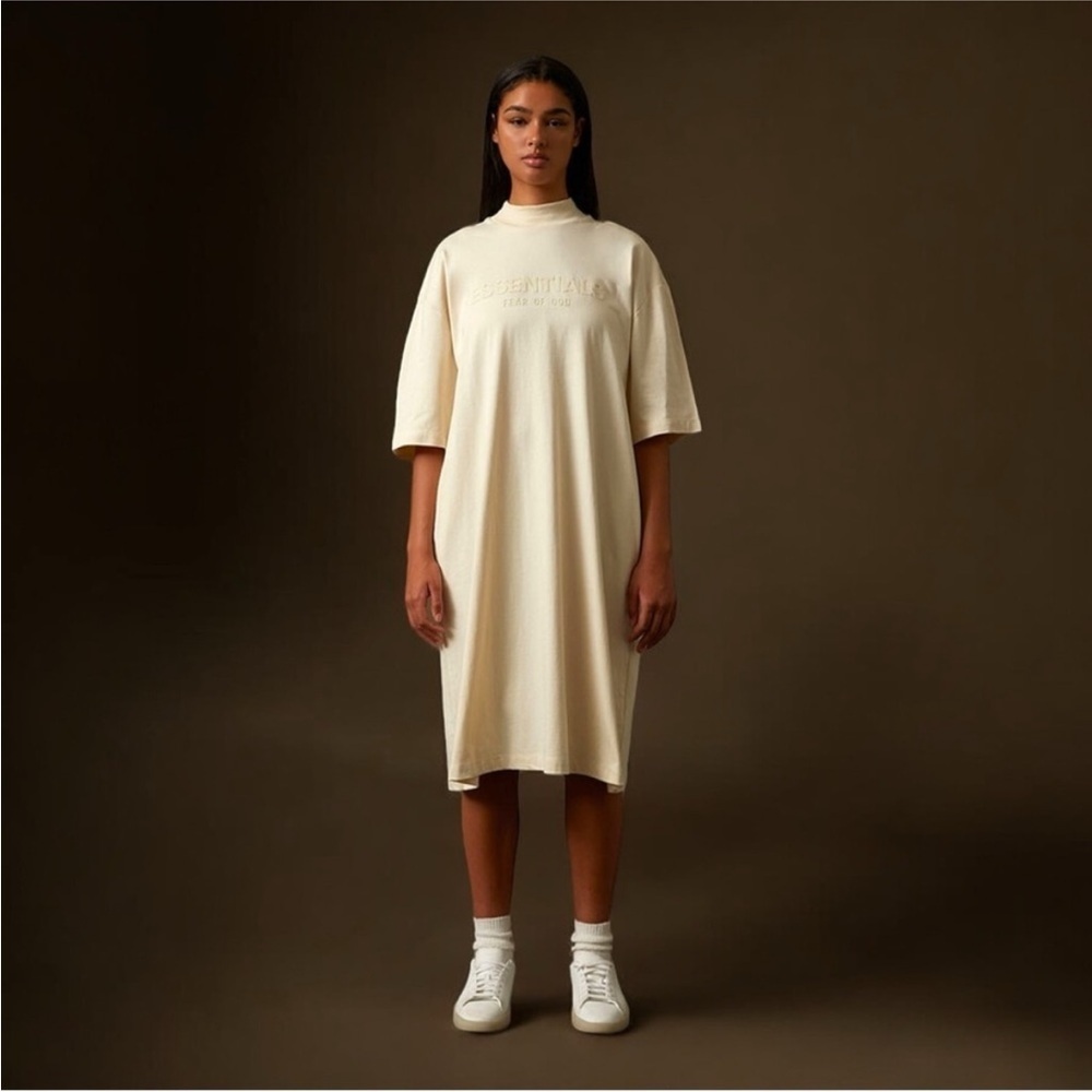 ESSENTIALS Fear of‎ God Canary Tee Midi Dress Yellow Size Large NWT